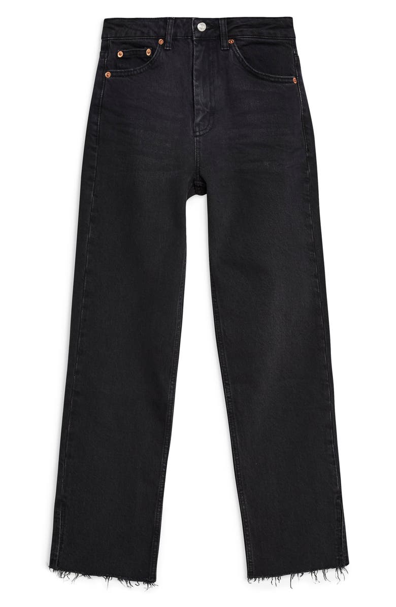 Topshop High Waist Split Hem Straight Leg Jeans, Alternate, color, 