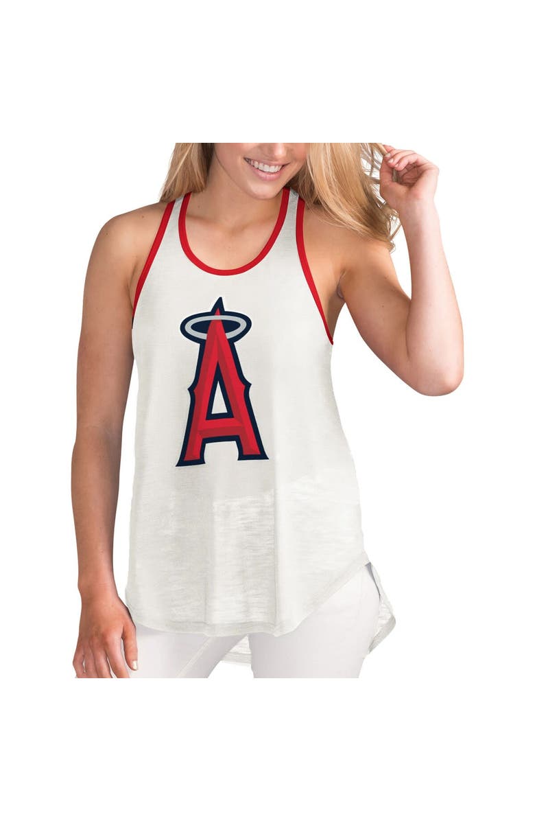 G-III 4HER BY CARL BANKS Women's G-III 4Her by Carl Banks White Los Angeles Angels Tater Racerback Tank Top, Alternate, color,