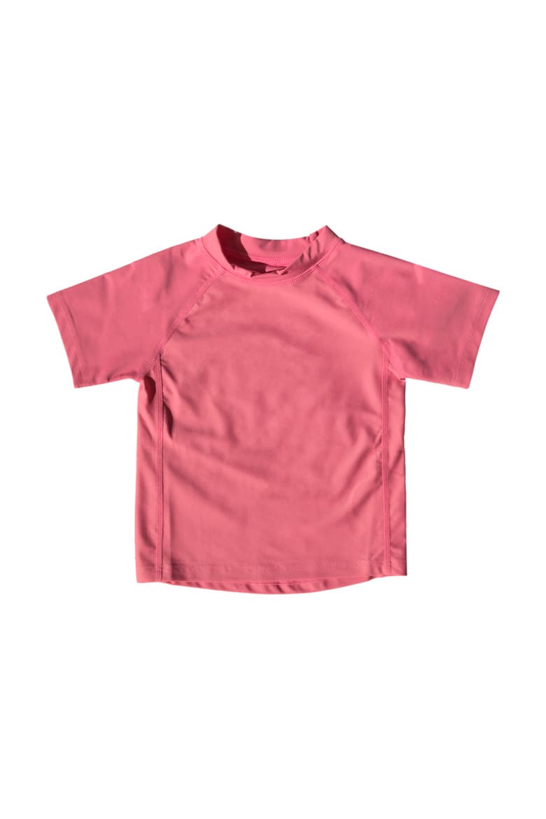Kids Short Sleeve Rash Guard, UPF 50+ Swim Shirt, Alternate, color, PINK