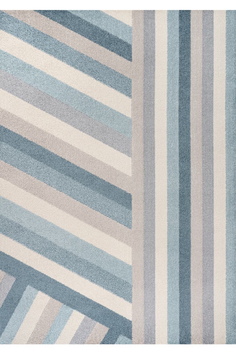 Retro Rainbow Contemporary Stripe Area Rug, Main, color, Blue/Cream/Gray