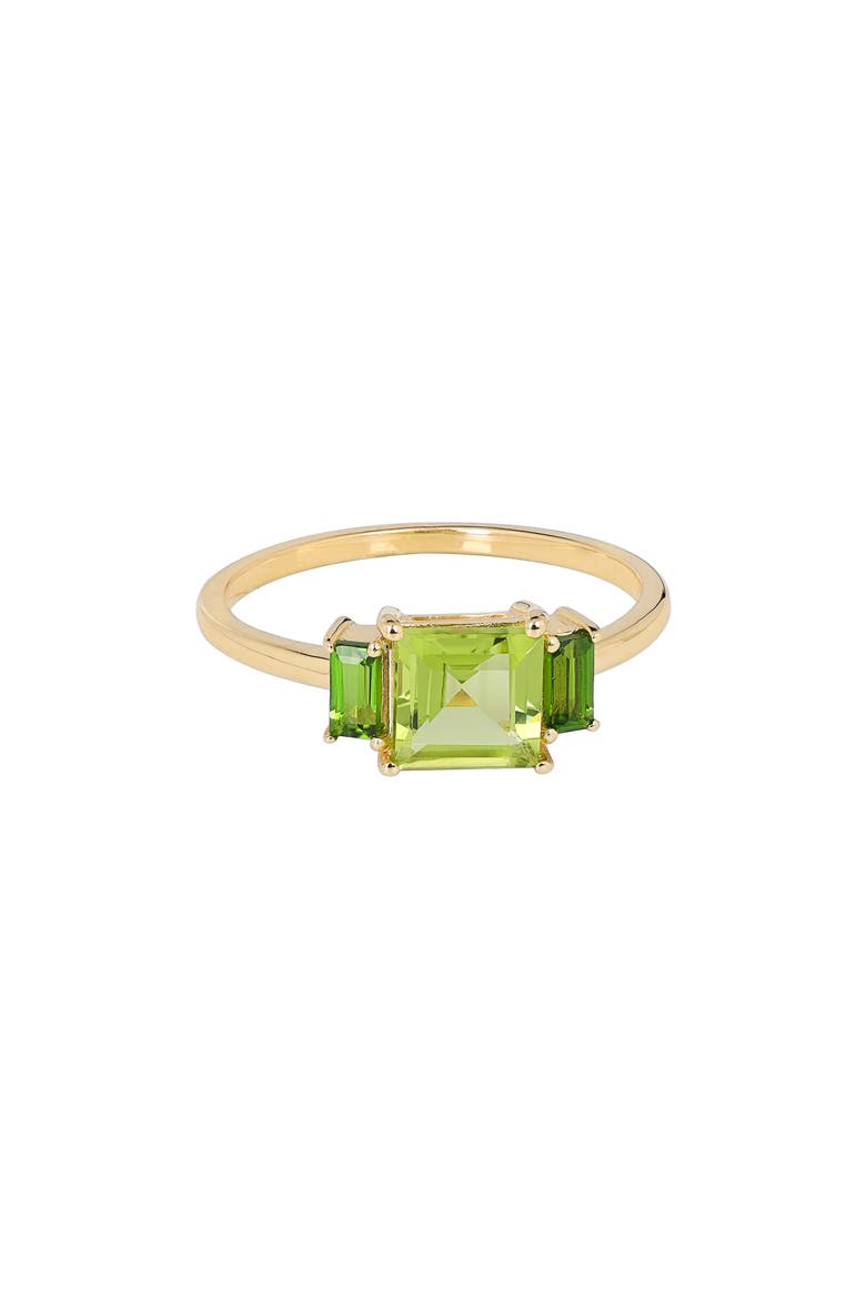 Square & Baguette Peridot Ring, Alternate, color, GREEN