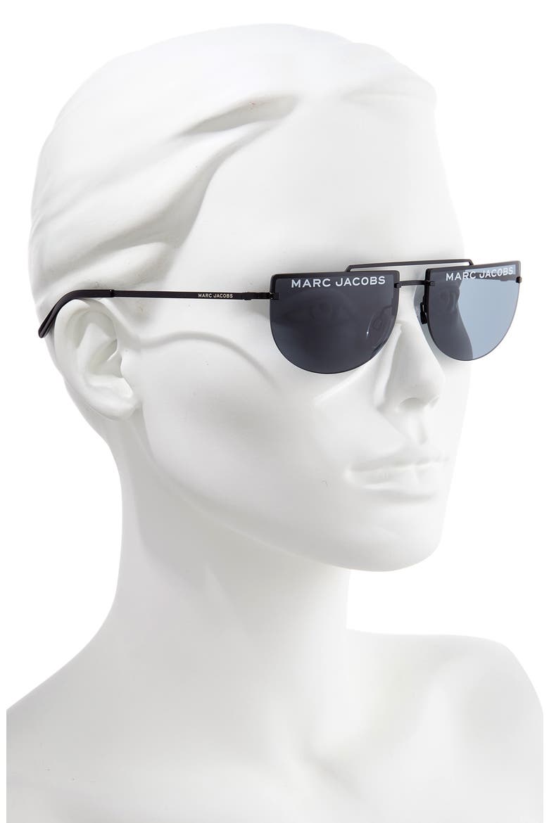 The Marc Jacobs 56mm Rimless Sunglasses, Alternate, color, MATTE BLACK/ GREY BLUE