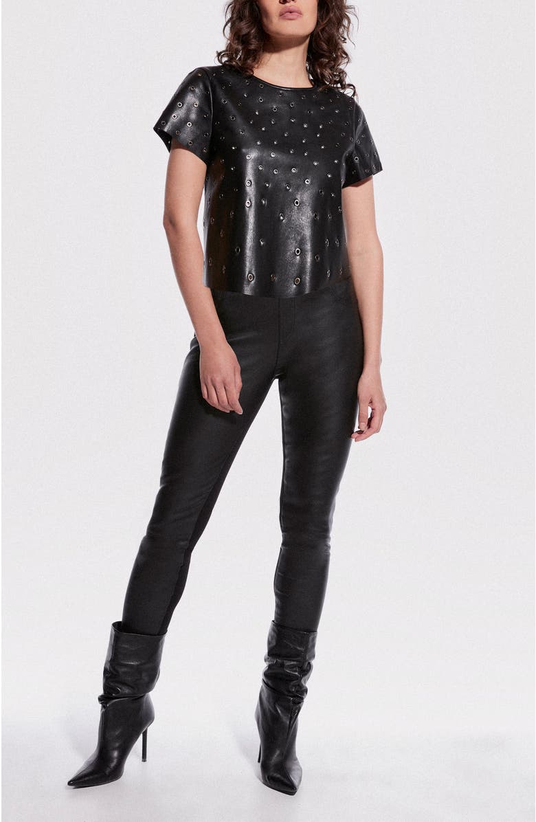 AS by DF Kiki Stretch Leather Leggings, Alternate, color, Black