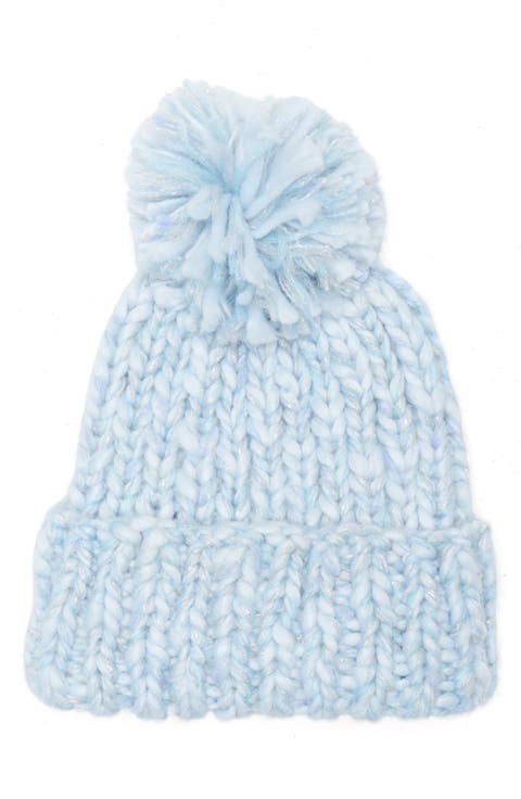 Chunky Metallic Pom Knit Beanie