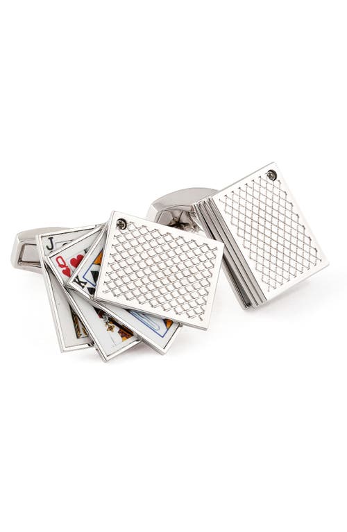 Tateossian Playing Cards Cuff Links in Metallic Silver 