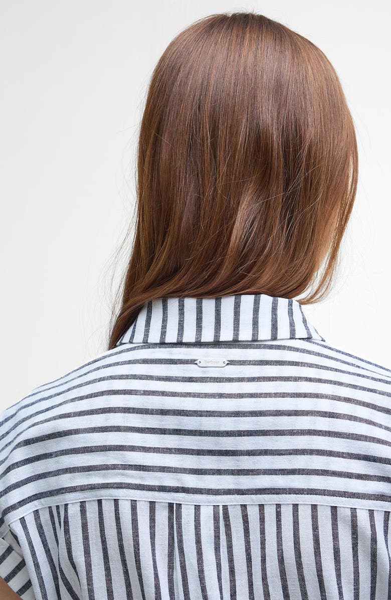 Barbour Abby Stripe Belted Cotton & Linen Shirtdress, Alternate, color, Navy White Stripe