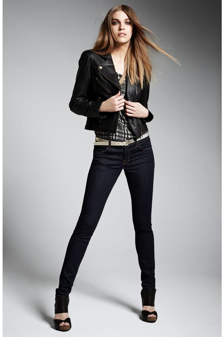 Truth and Pride Perforated Leather Biker Jacket, Alternate, color, ORANGE