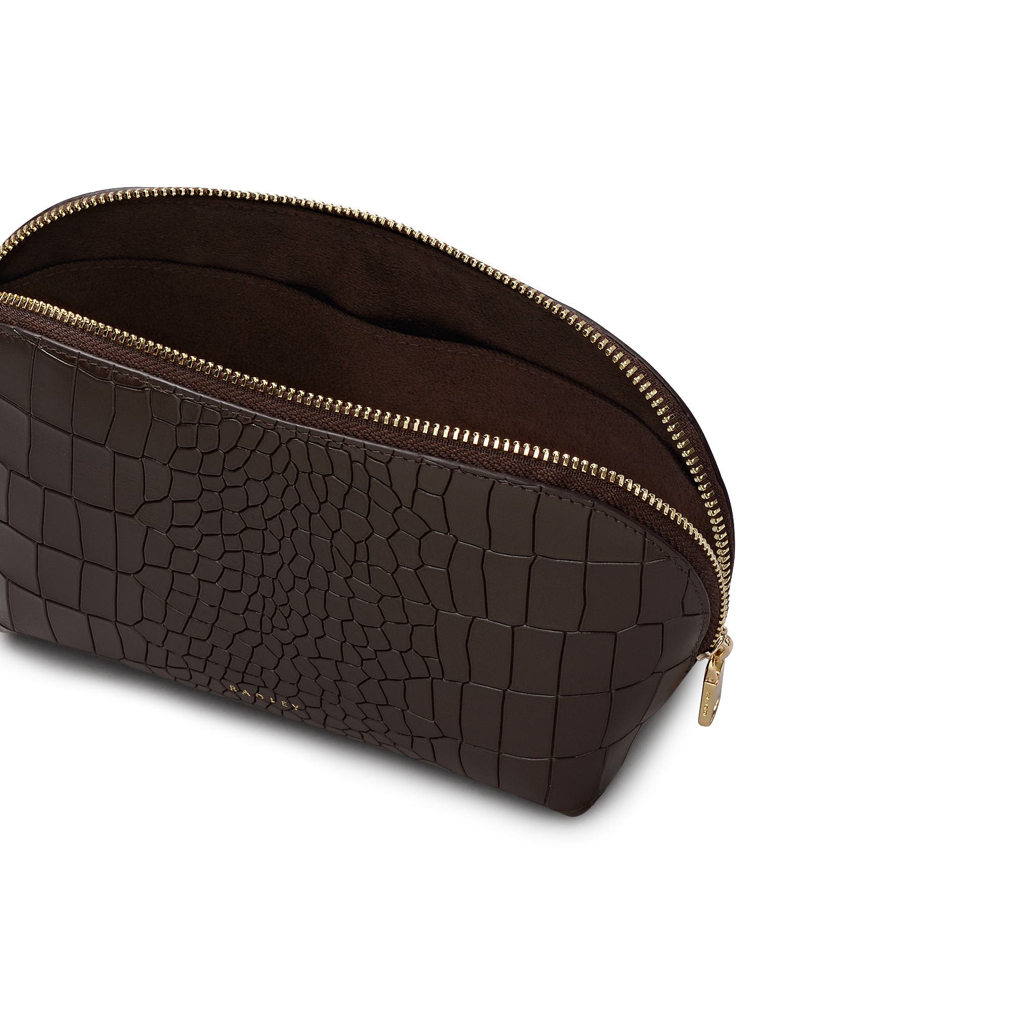 Radley Commute Street - Faux Croc Medium  Cosmetic Pouch, Alternate, color, Dark Oak
