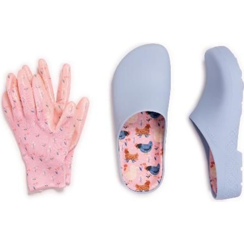 Muk Luks Garden Clog And Glove Set In Blue