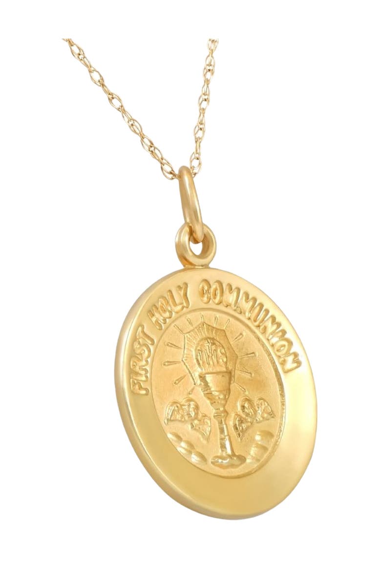 Bliss Diamond 14k Gold First Holy Communion Medal Pendant .5" Tall 1.5 Grams, Alternate, color, 