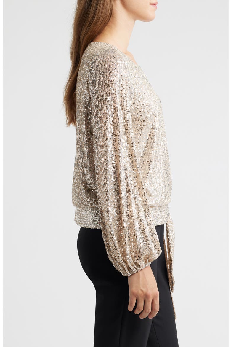 Sequin Top, Alternate, color, NUDE SILVER