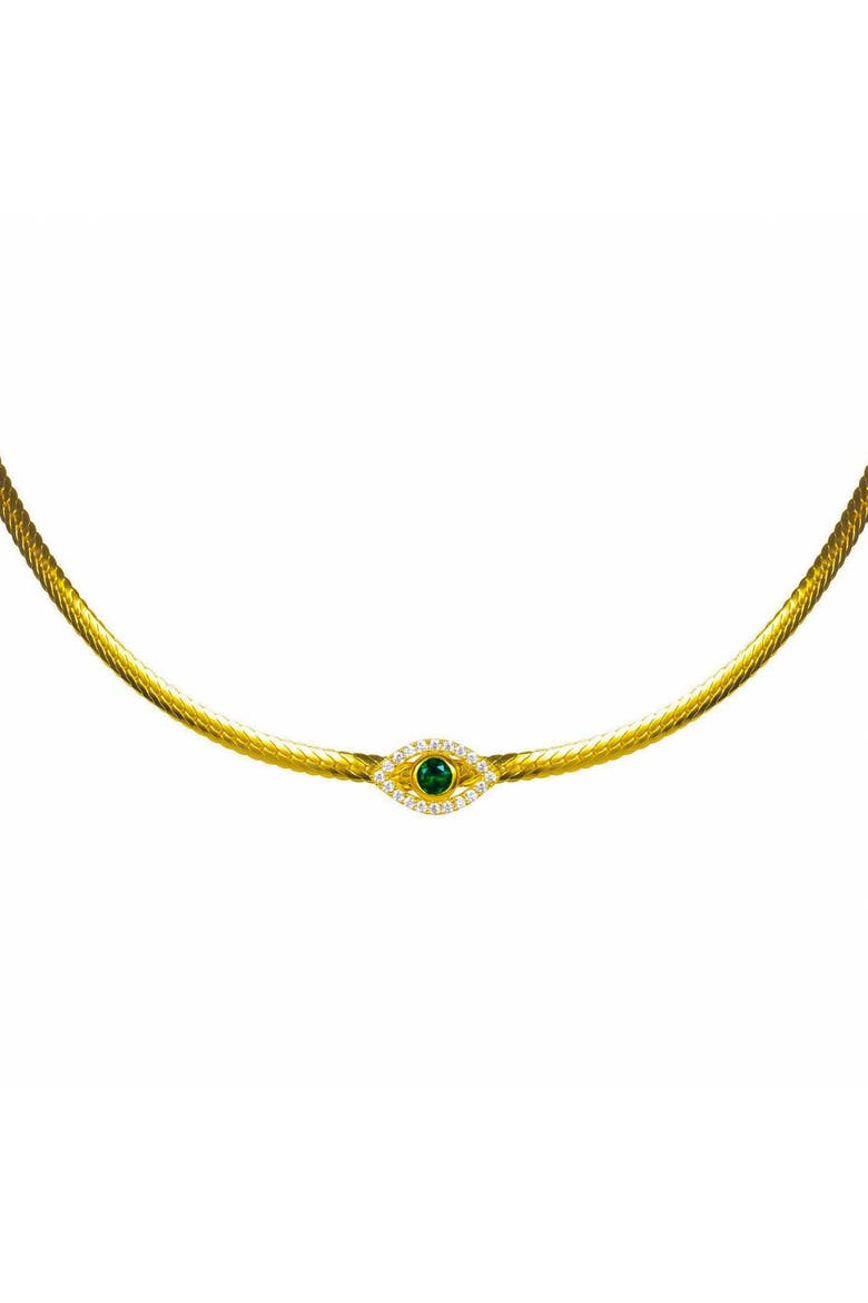 herringbone snake chain eye choker, Main, color, green