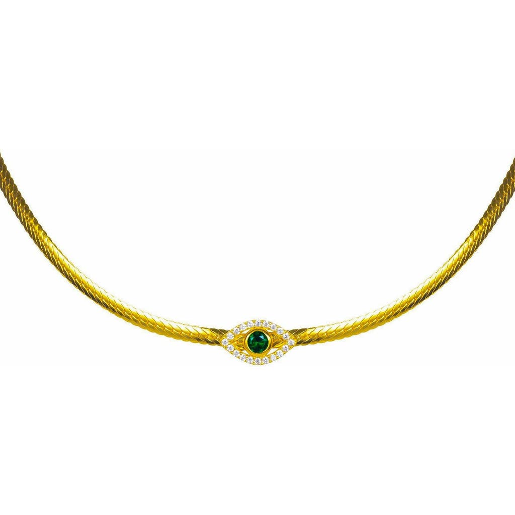 Gemma Azzurro Herringbone Snake Chain Eye Choker In Gold