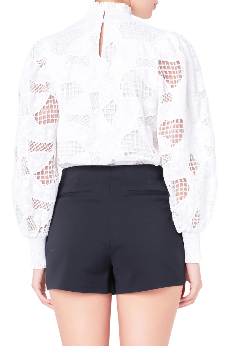 English Factory Smocked Embroidered Cotton Top, Alternate, color, White