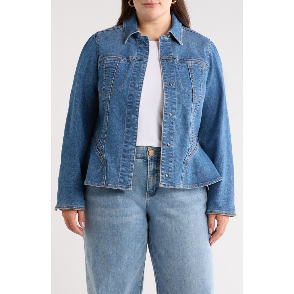 Wit & Wisdom Peplum Denim Jacket In Blue