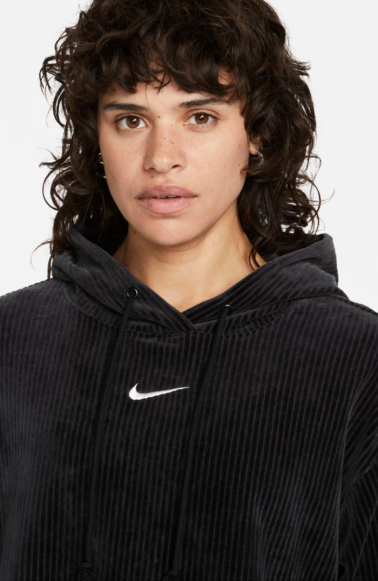 Nike Rib Velour Crop Hoodie, Alternate, color,
