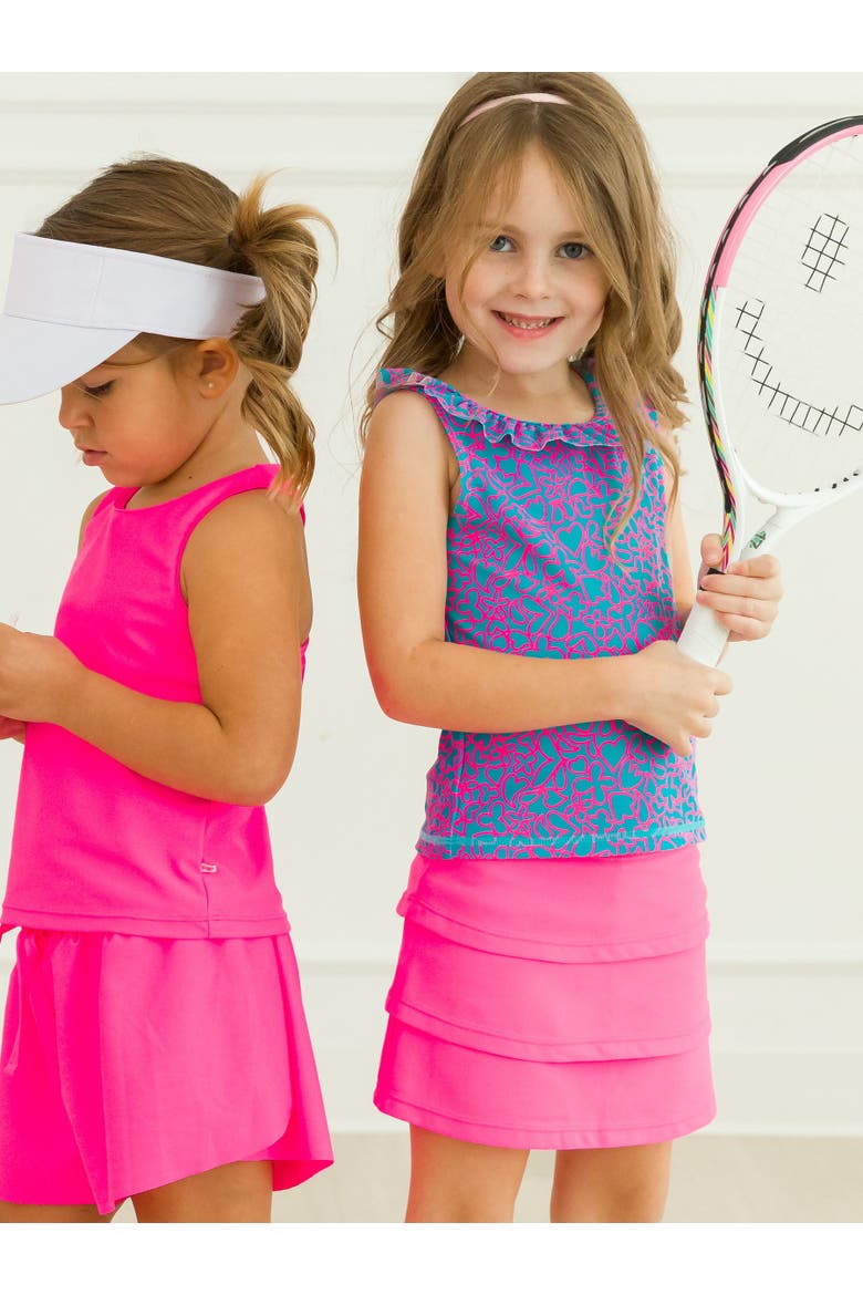 Girls Active Ruffle Tank Top, Alternate, color, Neon Glow