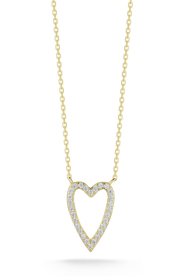 Cubic Zirconia Heart Pendant Necklace, Main, color, GOLD