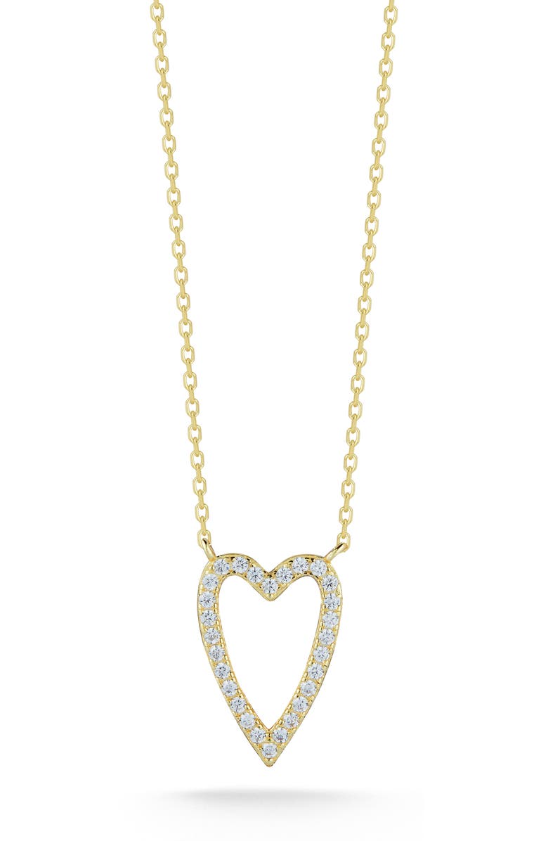 GLAZE JEWELRY Cubic Zirconia Heart Pendant Necklace, Main, color, Gold