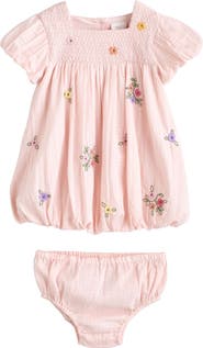 NEXT Floral Embroidered Bubble Dress & Bloomers Set