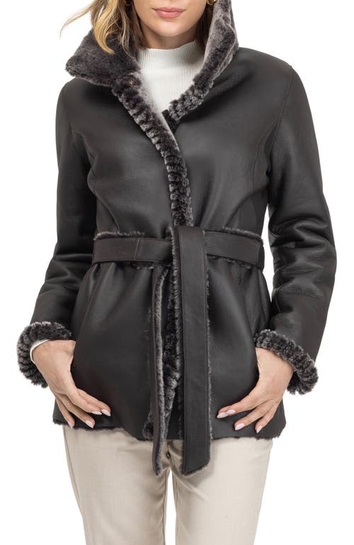 Gorski Merino Shearling Lamb Jacket With Whipstitch Trim In Black