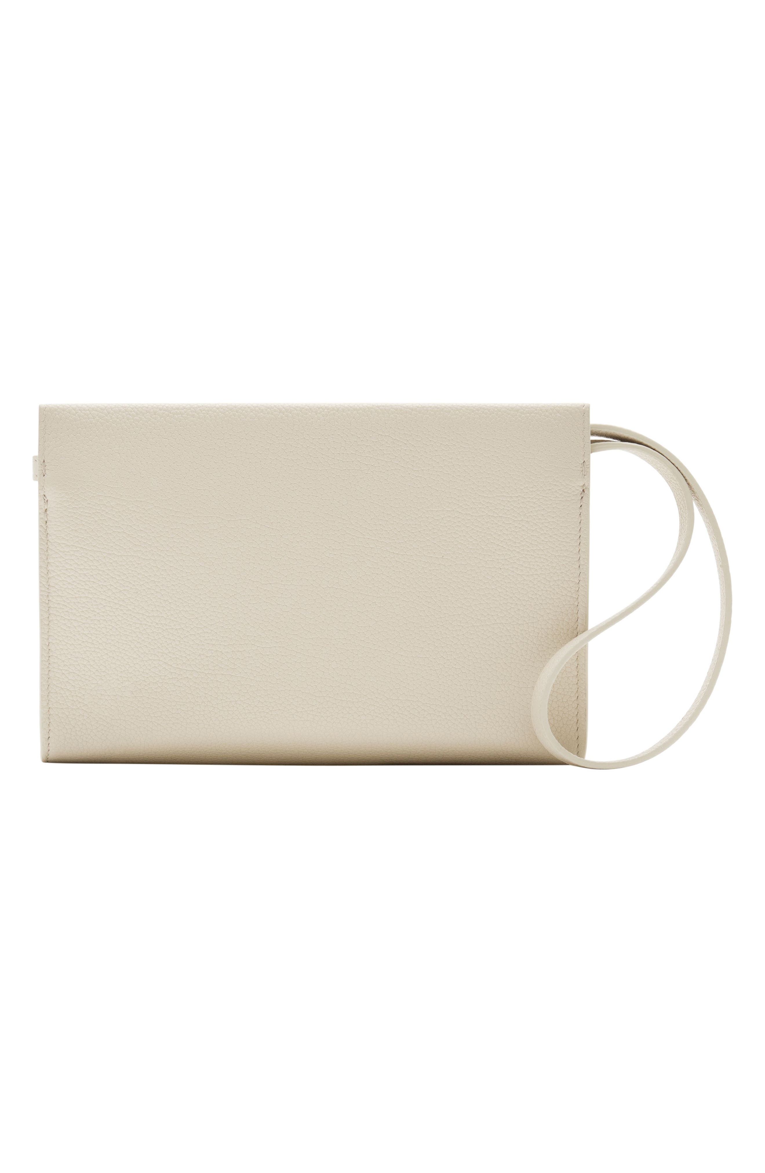 Burberry Cotswolds Leather Wristlet Pouchette, Alternate, color, Soap