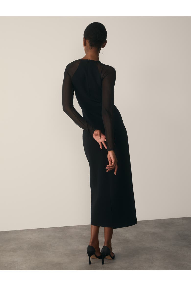 Sculpted Stretch Knit Midi Dress, Alternate, color, Black