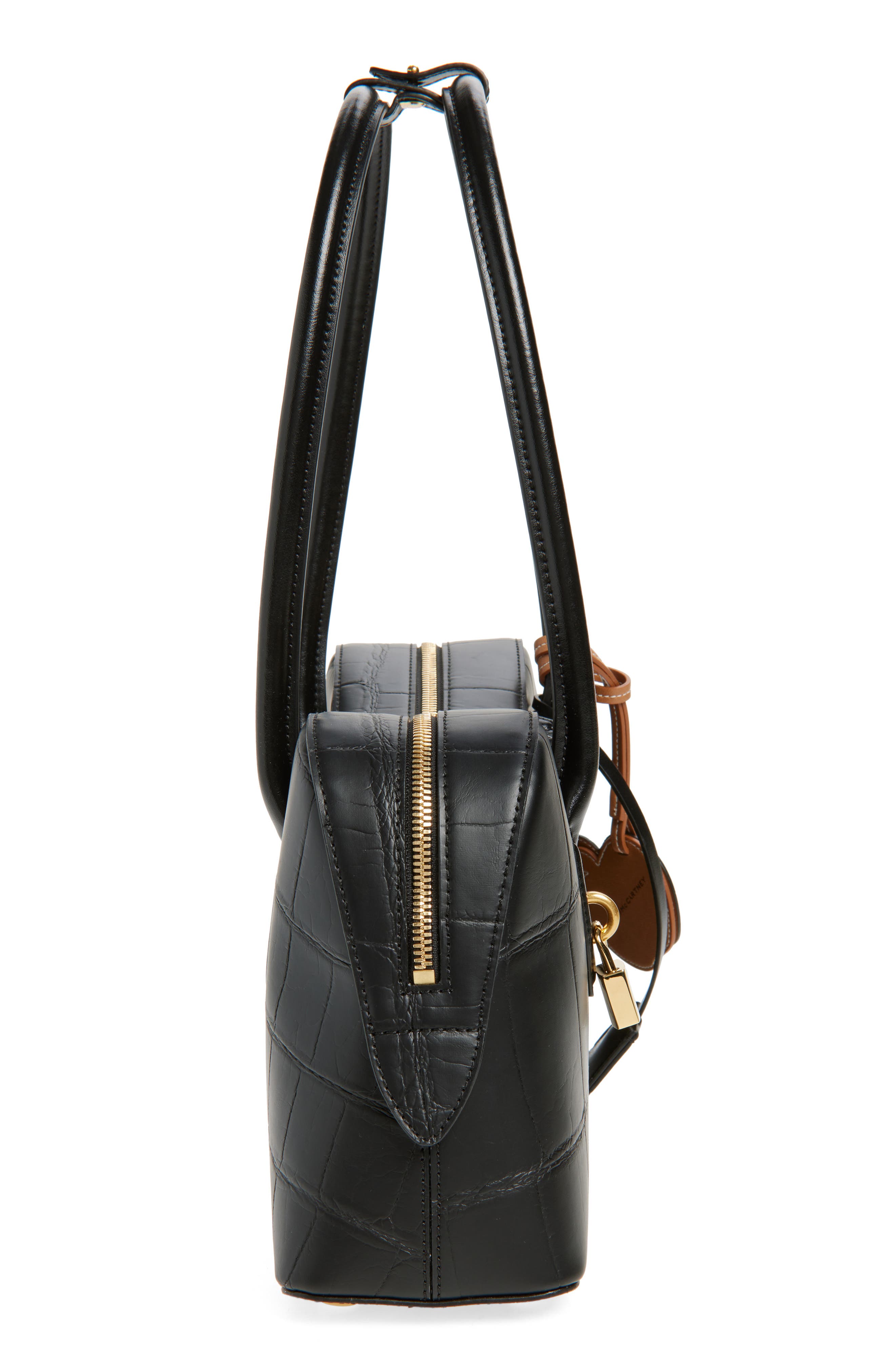 Stella McCartney Ryder Croc Embossed Faux Leather Shoulder Bag, Alternate, color, 