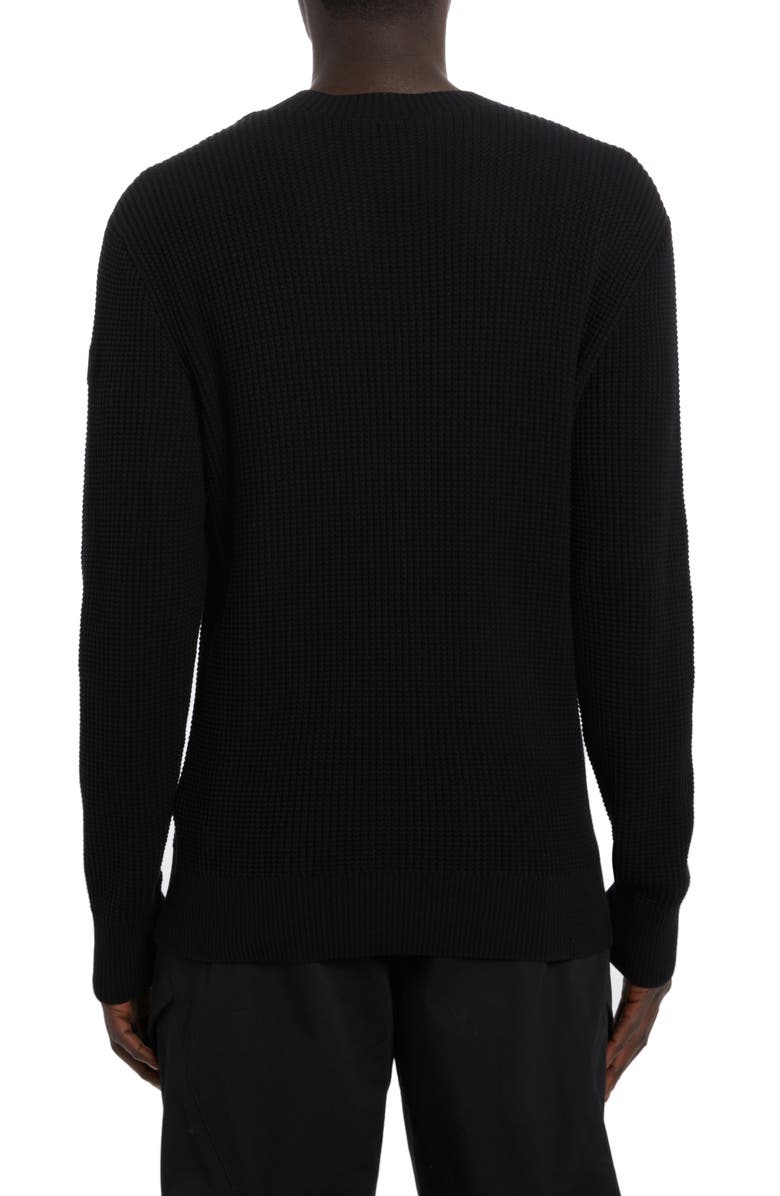 Moncler Reflective Logo Patch Waffle Knit Sweater, Alternate, color,