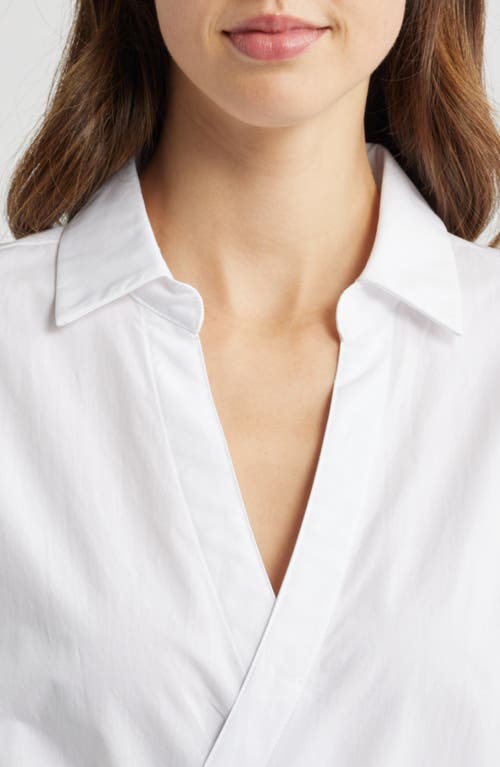 Tahari Asl Cotton Faux Wrap Top In Ivory