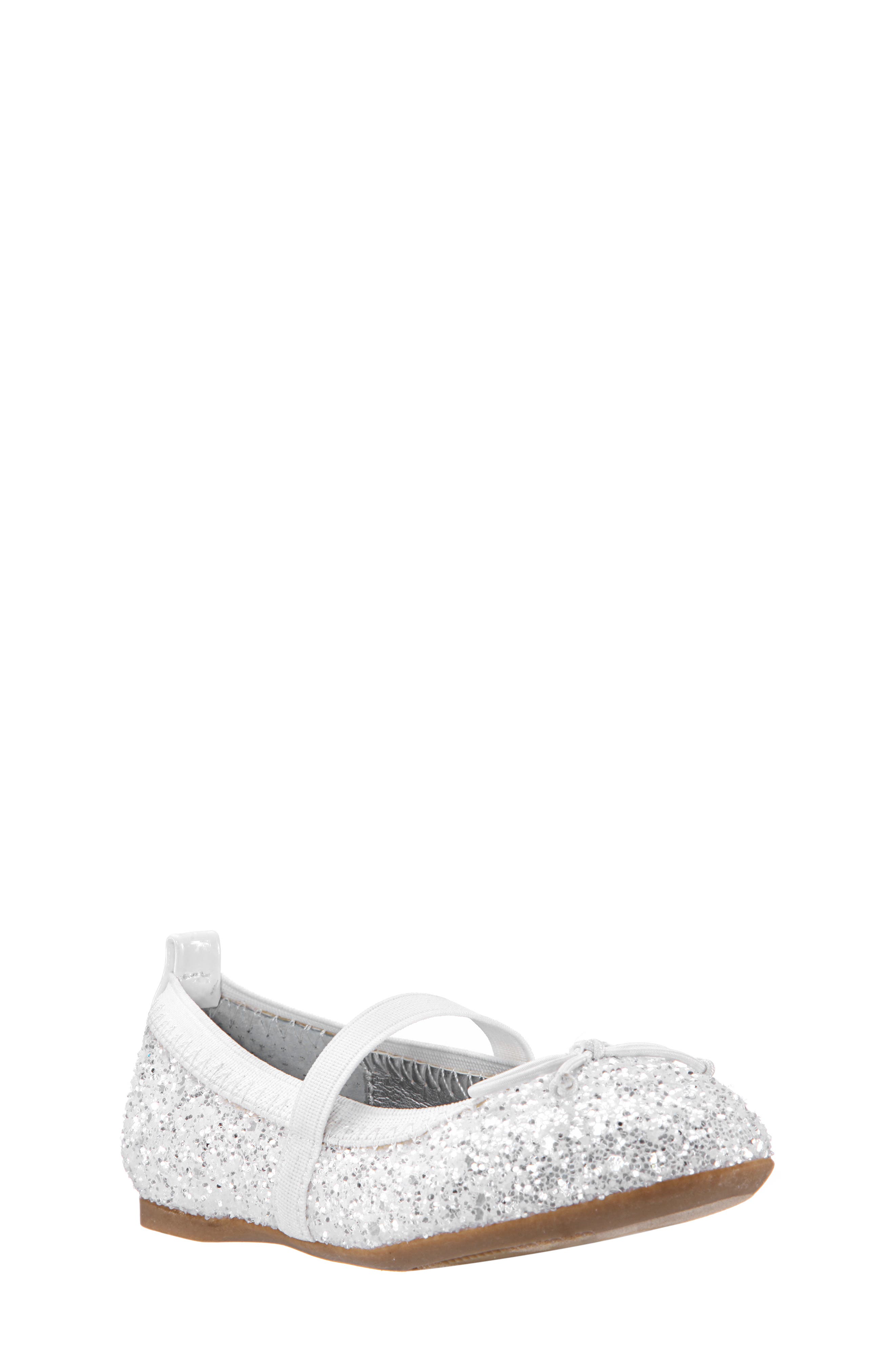 Esther Ballet Flat, Main, color, WHITE CHUNKY GLITTER