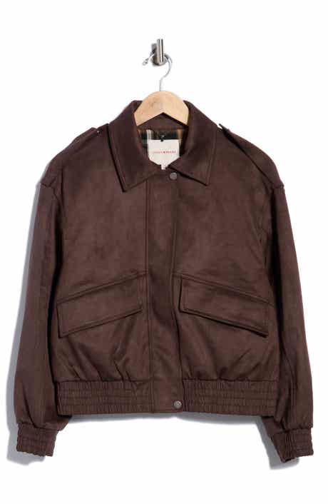 Faux Suede Bomber Jacket