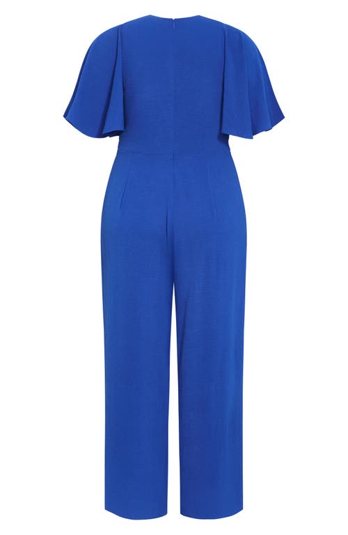 City Chic Braelynn Flutter Sleeve Jumpsuit In Cerulean