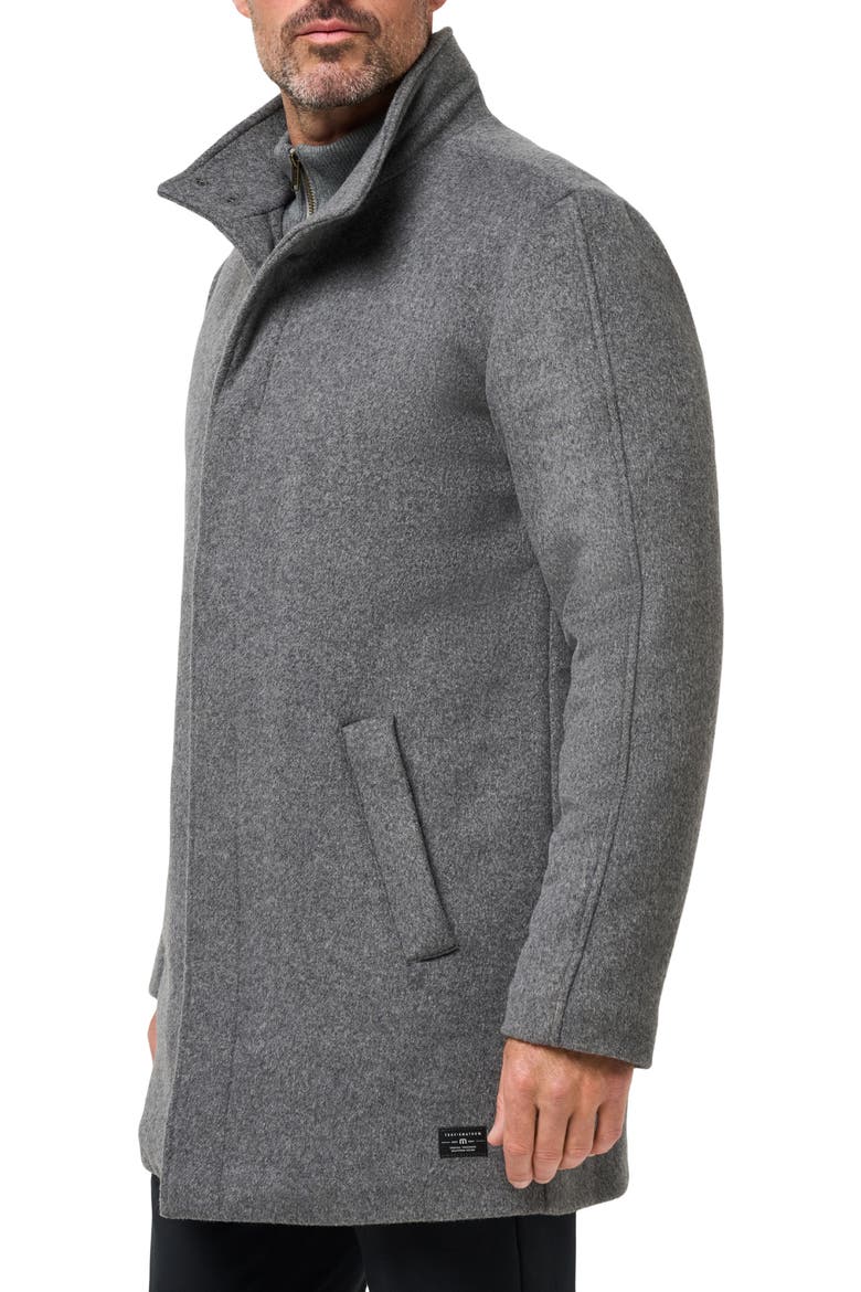 Brushed Wool Blend Coat, Alternate, color, HEATHER DARK GREY