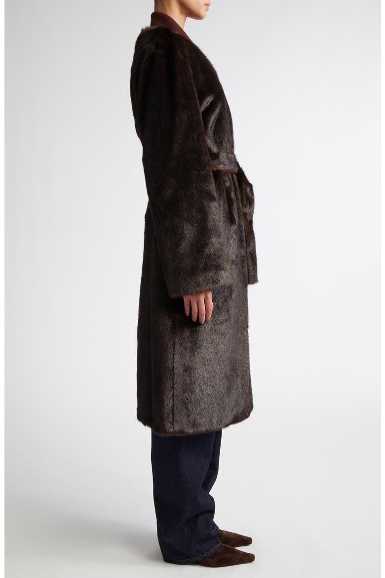 Aritao Belted Faux Fur Coat, Alternate, color, GRIZZLY