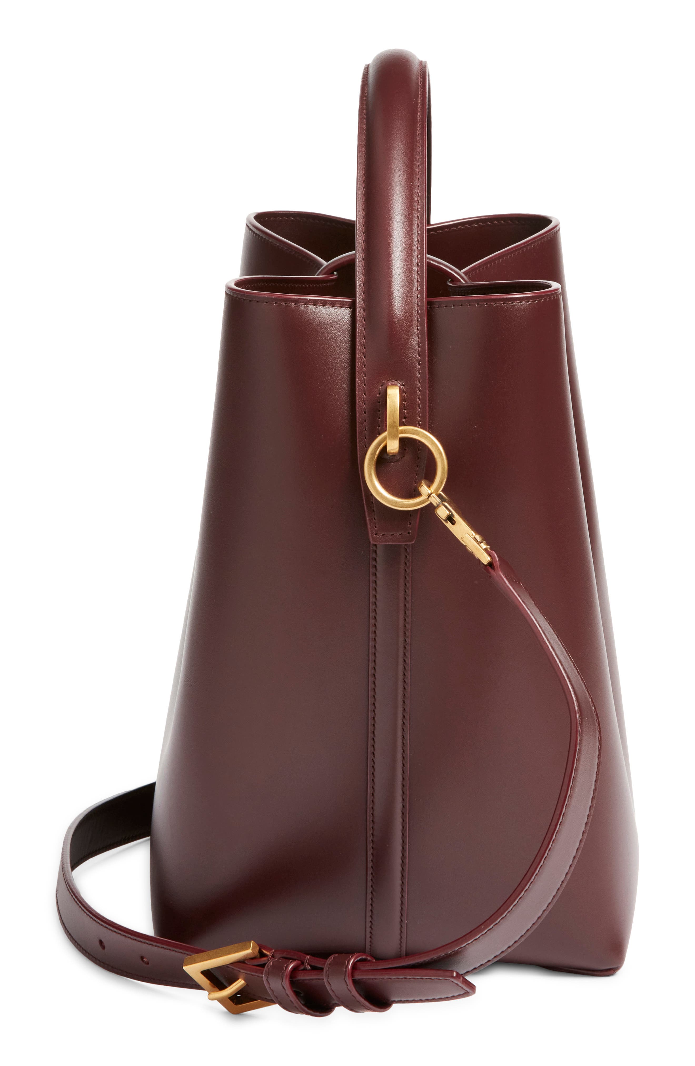 Saint Laurent Le 37 Leather Bucket Bag, Alternate, color, Rouge Cabernet