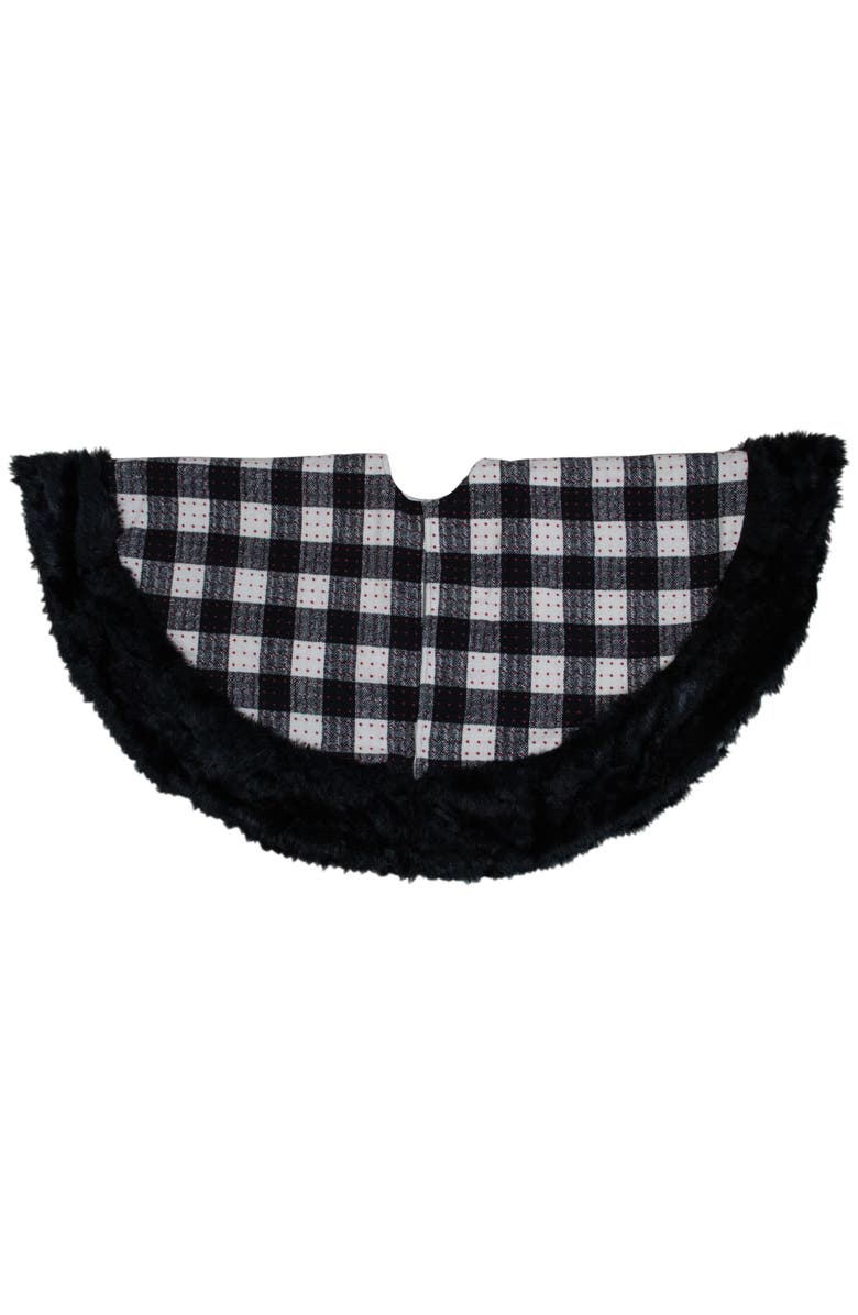Northlight Buffalo Plaid Christmas Tree Skirt - 48" - Black and White, Alternate, color, White