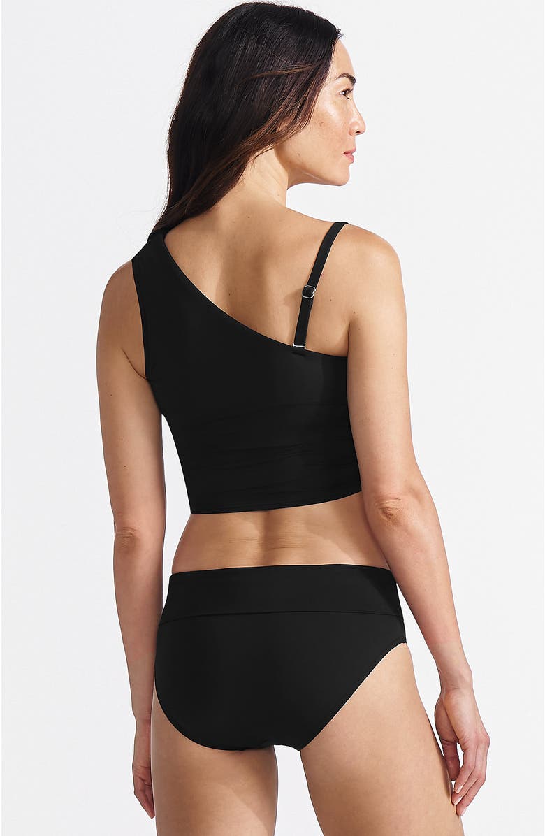 Lands' End D-Cup Ruched One Shoulder Tankini Top, Alternate, color, Black