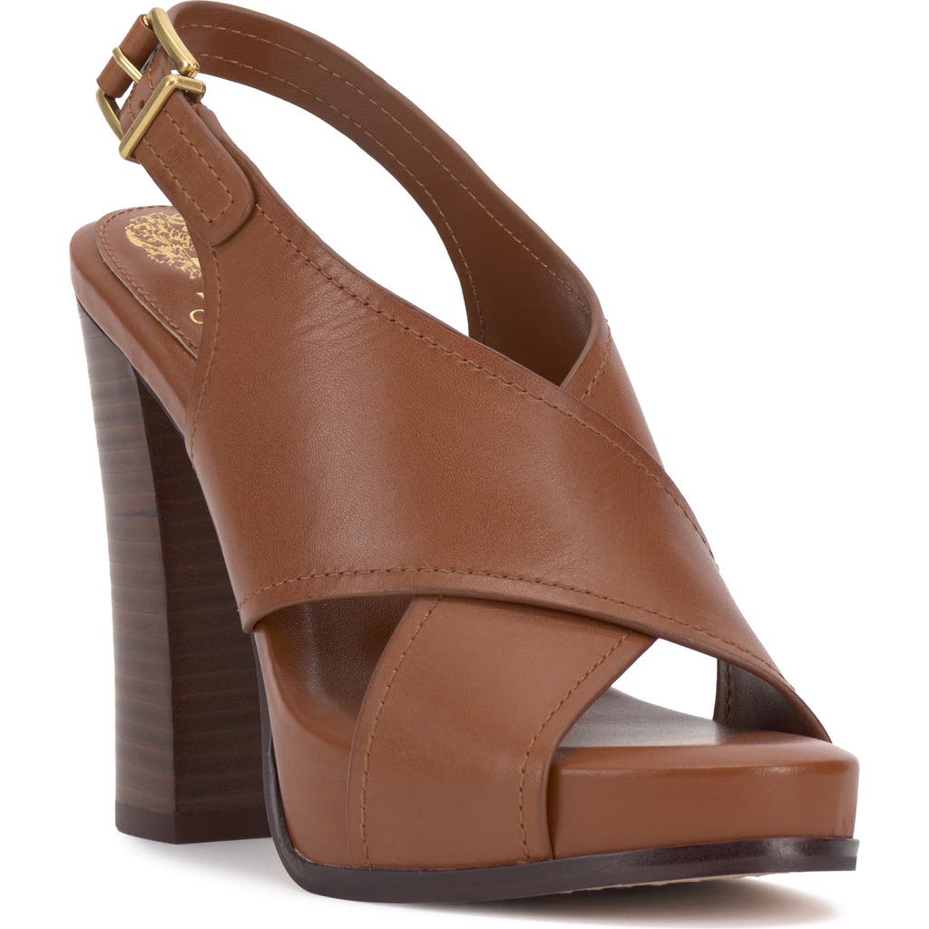 Vince Camuto Chlea Slingback Platform Sandal In Caramello Smooth Leather