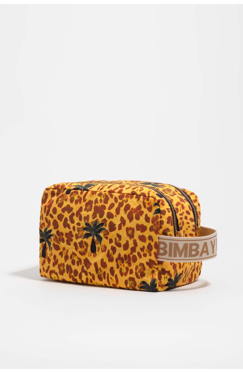 Bimba y Lola Medium Leopard Palms Nylon Make-Up Case, Alternate, color, Leopard Yellow Palms