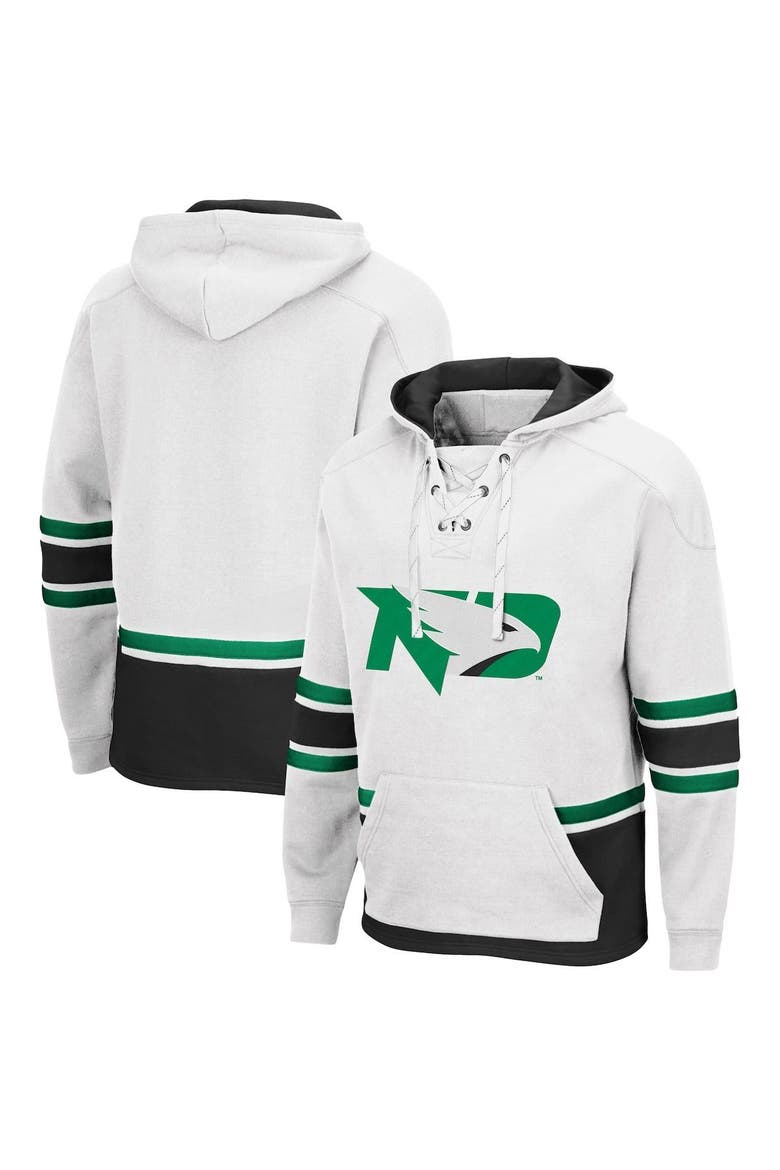 Men's Colosseum White North Dakota Lace Up 3.0 Pullover Hoodie, Alternate, color, White