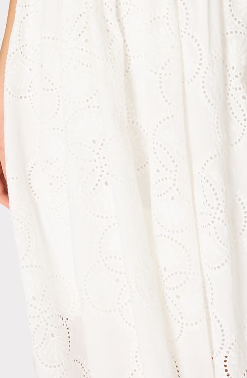 Milly Geo Eyelet Knit Combo Midi Dress In Ecru