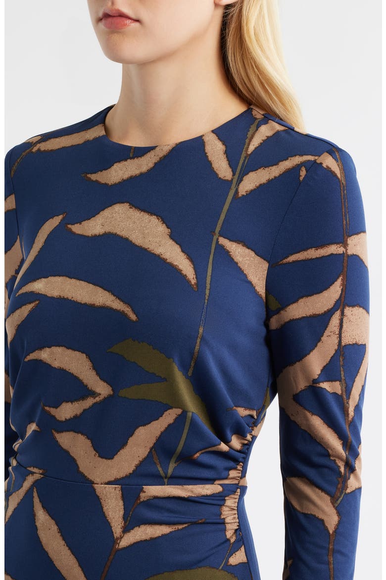 Abstract Print Long Sleeve Midi Dress, Alternate, color, NAVY MULTI