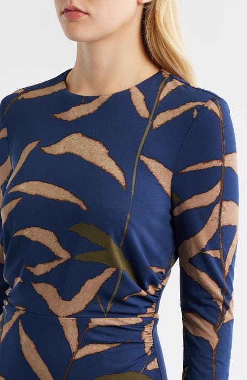 Julia Jordan Abstract Print Long Sleeve Midi Dress In Blue