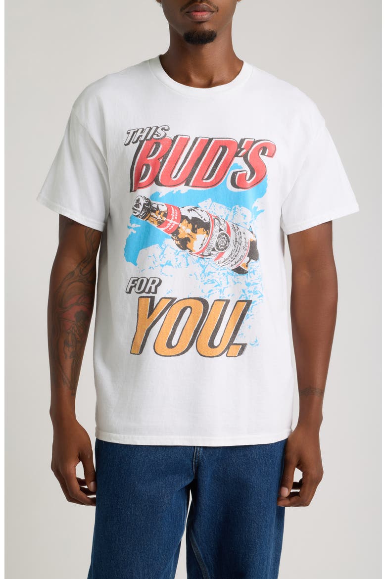 This Bud's For You Cotton Graphic T-Shirt, Main, color, WHITE