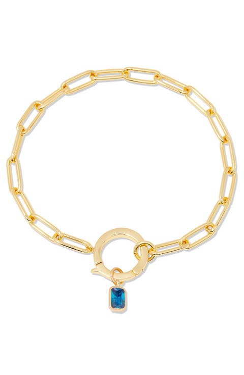 Colette Birthstone Paper Clip Chain Bracelet