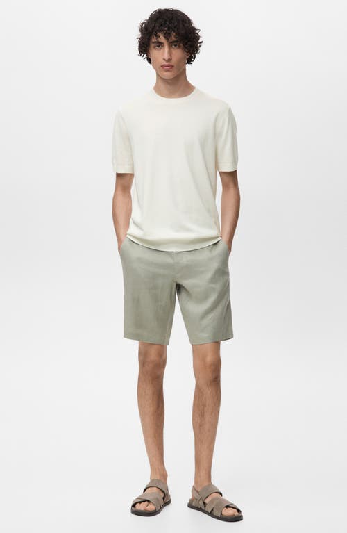 Mango Short Sleeve Cotton Crewneck Sweater In White