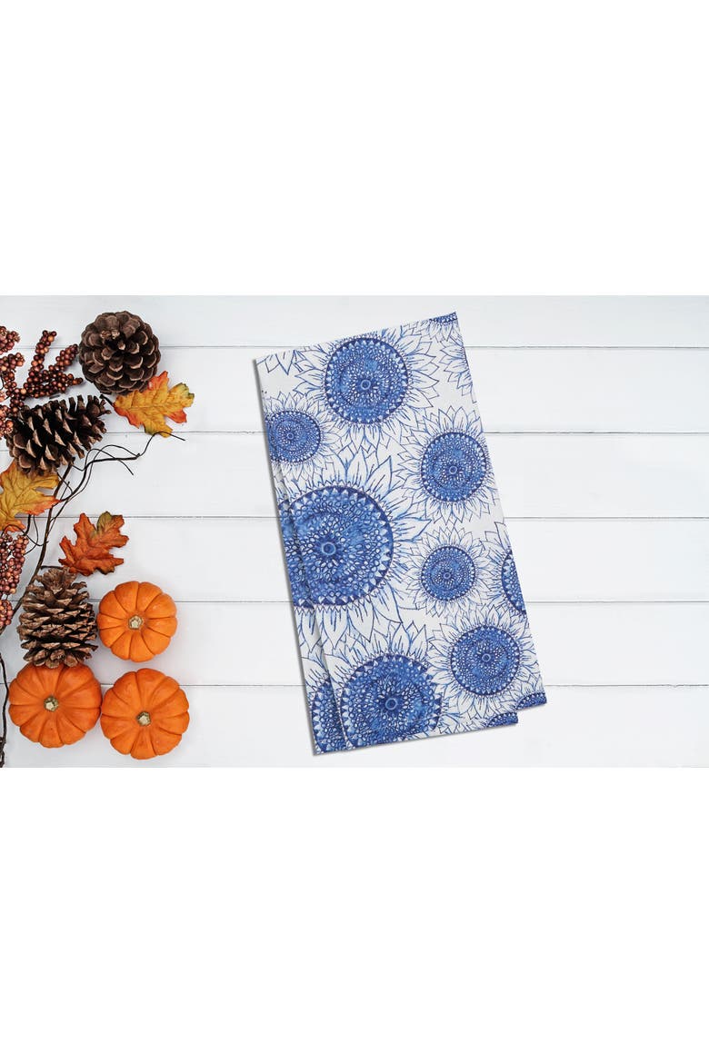 Blue Harvest Sunflower Design Dishtowel, Alternate, color, Blue