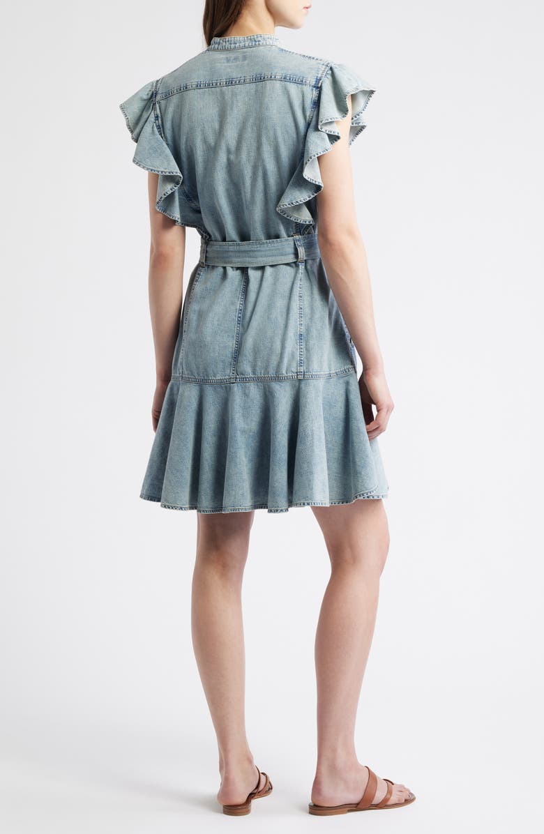 Lauren Ralph Lauren Flutter Sleeve Belted Denim Minidress, Alternate, color, Alicia Wash