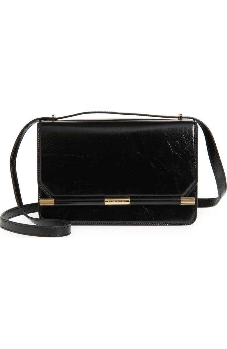 Victoria Beckham 202 Distressed Leather Shoulder Bag, Main, color, Black